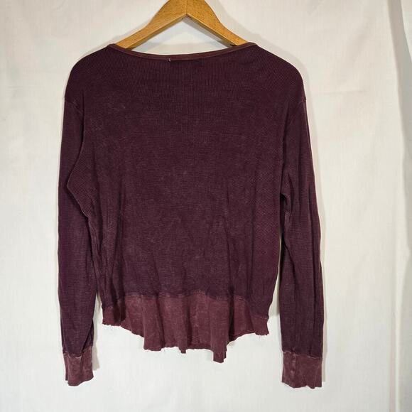 Project Social T Layered Long Sleeve Waffle Double Button Henly Top Shirt Medium - Picture 3 of 4